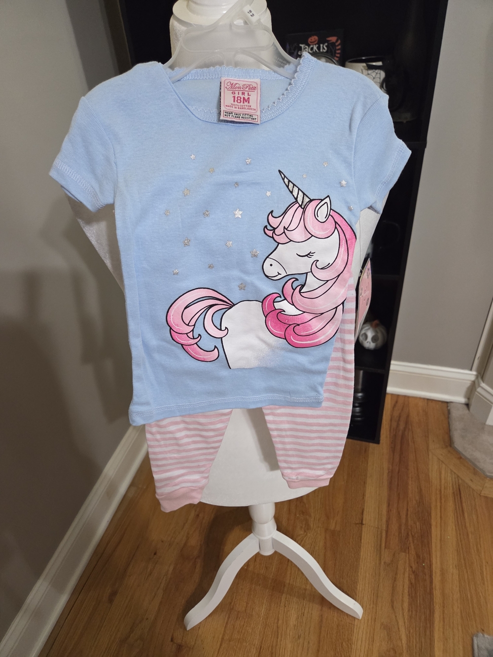Mon Petit Light Blue & Pink Unicorn Pajama Set - 18M